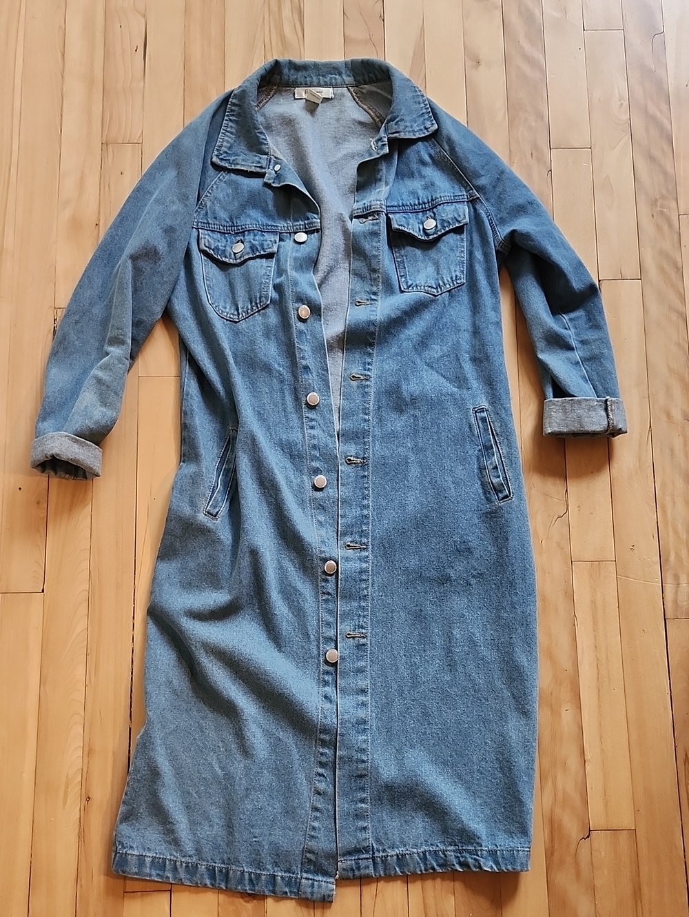 Revamped Light Blue Long Denim Coat
